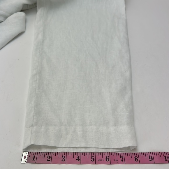 Chico’s White 100% Linen Pull On Pants Size 1 High Waist Tapered Leg - Picture 11 of 14